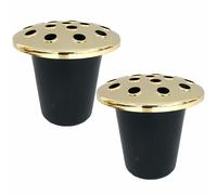 David Fischhoff Memorial Tomba Fiore Vaso Inserire Nero & Oro - 2 X Vasi