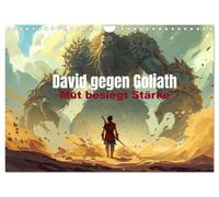 David gegen Goliath - Mut besiegt Stärke (Wandkalender 2027 DIN A4 quer), CALVENDO Monatskalender: Ein epischer Illustrationskalender über Mut, Glaube und den Sieg des Kleinen über den Riesen.