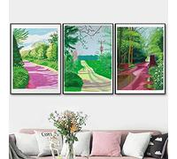 David Hockney from The Arrival of Spring in Woldgate Wall Art Canvas Painting Print Poster For Living Room Home Decor 60x90cmx3 Senza cornice