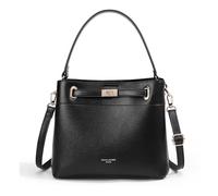 David Jones - Borsa a Mano Secchio Donna - Borsa a Spalla e Tracolla Medie Dimensioni - 3 Scomparti Molte Tasche Simil Pelle - Bucket Bag Elegante Quotidiana - Nero