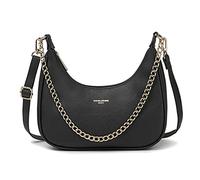 David Jones - Borsa a Spalla Donna - Borsa a Tracolla Catena Simil Pelle PU Rigida - Borsa a Mano Piccola Mezzluna - Borsetta Pochette Borsello Hobo Clutch Sera Crossbody Bag Tendenza - Nero