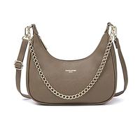 David Jones - Borsa a Spalla Donna - Borsa a Tracolla Catena Simil Pelle PU Rigida - Borsetta Sacchetto Borsello Hobo Signora Messenger Crossbody Bag Tendenza - Grigio Talpa