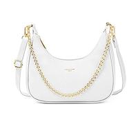 David Jones - Borsa a Spalla Donna - Borsa a Tracolla Catena Simil Pelle PU Rigida - Borsetta Sacchetto Borsello Hobo Signora Messenger Crossbody Bag Tendenza - Bianco
