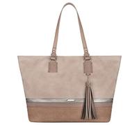 David Jones - Borsa a Spalla e a Mano Tote Shopper Donna - Tracolla Manico Lungo - per Lavoro, in PU Pelle Morbida - Casual, Borsetta Shopping Scuola - Rosa