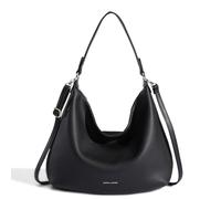 David Jones Borsa a Spalla Hobo Donna - Borsa Shopper Grande in Similpelle Morbida - Borsa Tote con Tracolla Lunga - Borsa Shopping Capiente Classica e Pratica - Nero