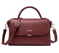 David Jones - Borsa a tracolla da donna - Borsa a mano in similpelle PU indossata a spalla - Borsa a forma di zaino di medie dimensioni - Borsa da città alla moda shopping elegante, rosso bordeaux