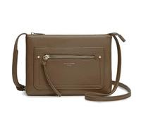 David Jones - Borsa a tracolla da donna - Borsa piatta piccola borsetta indossata a spalla in similpelle PU - Borsa classica elegante città - Borsa 2 tasche per telefono shopping da viaggio, Marrone