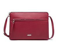 David Jones - Borsa a Tracolla Donna - Borsa a Mano Piccola Pelle PU - Borsetta Piatta 2 Scomparti - Borsa Lavoro Viaggio Telefono Quotidiana - Rosso