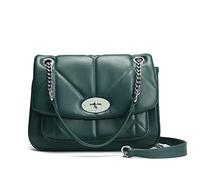 David Jones - Borsa a Tracolla Imbottita Donna - Borsa a Spalla Simil Pelle PU - Borsetta Catena Elegante - Borsa a Mano Media Sacchetto Borsello con Patta Tornello - Clutch Crossbody Bag - Verde