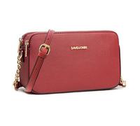 David Jones - Borsa a Tracolla Piccola Donna - Borsa a Mano Spalla Telefono Pelle PU Rigida - Borsetta 3 Scomparti Tasche - Clutch Crossbody Bag Moda Noche Sera - Rosso