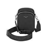 David Jones - Borsa a Tracolla Porta Cellulare - Mini Borsetta Donna - Pochette Portafoglio da Spalla - Borsetta Compatta in Nylon - Città Lavoro Viaggio Sport Sera - Nero