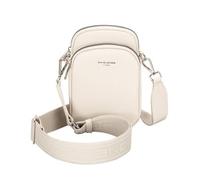 David Jones - Borsa a Tracolla Porta Cellulare - Mini Borsetta Donna - Pochette Portafoglio da Spalla - Borsetta Compatta in Nylon - Città Lavoro Viaggio Sport Sera - Bianco