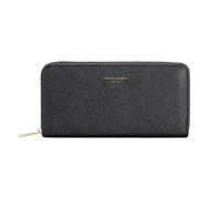 David Jones Portafoglio lungo da donna, ecopelle, 3 scomparti per banconote, tasca interna con cerniera, più scomparti per carte, Nero, Taille unique, Contemporaneo