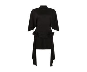 DAVID KOMA - Abito Mini con Rose di Pizzo e Maniche Drappeggiate - - Dresses - Donna - Nero - M
