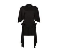 DAVID KOMA, ,Dresses ,Donna ,Nero ,XL Abito Mini con Rose di Pizzo e Maniche Drappeggiate