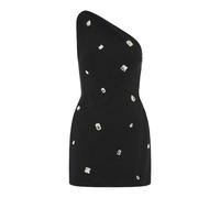 DAVID KOMA - Mini Abito con Spalla Scoperta Ricamato con Cristalli - -Dresses -Donna -Nero -S