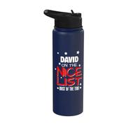 David On The Nice List, divertente nome di Natale David Stainless Steel Insulated Water Bottle