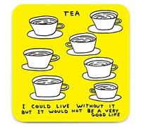 David Shrigley Divertente sottobicchiere Live Without Tea Coaster piccole idee regalo per lui compleanno degli amici regalo di inaugurazione della casa regalo divertente per donne e