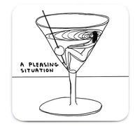 David Shrigley Sottobicchiere ufficiale Pleasing Situation Coaster, piccole idee regalo per lui, per lei, per compleanno, amici, regalo di inaugurazione della casa, idea regalo divertente per