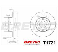 DAVID VASCO T1721 Disco freno per AUTOBIANCHI,FIAT,FORD OTOSAN,FSO,INNOCENTI,LAN