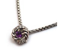 David Yurman Nuovo Collana Pendente Birthstone Infinito 8Mm Petite 17" Ametista