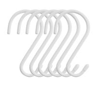 DAVIDJAMESCLARKE 6 Pezzi ganci a S bianchi, con rivestimento in vinile bianco,ganci da appendere,gancio in metallo,portata fino a 30 kg, a forma di S, per armadio, giardino, garage