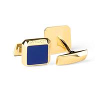 DAVIDOFF ESSENTIALS Cufflinks - Gemelli camicia uomo quadrati in oro - placcati in oro con dettaglio smaltato blu petrolio - Accessori per eventi