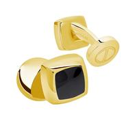 DAVIDOFF ESSENTIALS Cufflinks - Mini gemelli camicia uomo quadrati in oro - placcati in oro con dettaglio smaltato nero - Accessori per eventi