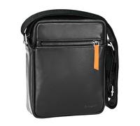 DAVIDOFF ESSENTIALS Reporter Bag - Pratico borsello uomo pelle - Moderna borsa tracolla uomo con zip e vari scomparti - Piccolo borsello uomo tracolla per cellulare - Nero