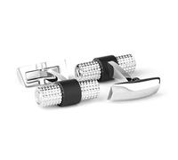 DAVIDOFF PARIS - Gemelos de plata cilíndricos para hombre con decoración guilloché - gemelos para camisas fabricados en latón rodiado - accesorios de hombre para bodas y eventos
