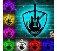 David's Music Room Targa al neon con nome personalizzato Regali per gli amanti degli strumenti Targa in metallo personalizzata per feste Plettro per chitarra Wall Art Studio Wall Art Hanging Home