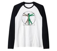 Davinci Vitruvian Uomo con UFO UAP Alien Science Design Maglia con Maniche Raglan