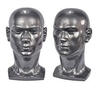 Davinona Grigio Lucido Professionale Maschio Testa Manichino per Display Auricolare, Cuffia, Console di gioco, Cappelli, Parrucche Gioielli L30HH