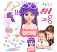 Davivian Testina per Trucco e Acconciature | Bambola Testa Per Acconciature Con Set Da Parrucchiere E Giocattoli Per Trucco,31 Pezzi Set Per Salone Di Bellezza, Giocattoli Per Vestire Per Bambini Di