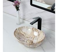 Davivy Lavello ovale in marmo nordico da 40,6 x 33 cm, con scarico pop-up, lavello in ceramica, lavandini da bagno sopra il bancone, lavandini da bagno, lavello da banco, ciotole ovali per bagno