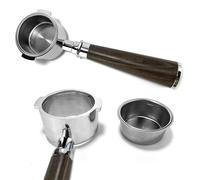 Davonpha Portafiltro Senza Fondo 51mm a 2 Orecchie, Braccetto Professionale Compatibile con DeLonghi ECP3420, EC155, EC260, BCO430, ECP31.21, Acciaio Inox e Manico in Legno di Palissandro Nero