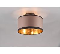 DAVOS PLAFONIERA METALLO NERO PARALUME TORTORA E ORO D. 30CM 2 LUCI ATTACCO E14