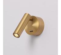 DAWALIGHT Lampada da Parete con Interruttore LED 3W Bianco caldo 320° Faretto Regolabile da Parete Interno Moderne Applique a Muro per Interni Camera da letto Comodino Soggiorno, Alluminio, Ottone