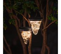 DAWALIGHT Lanterna Solare da Esterno 2 Pezzi 50 Luci a Filo 3000K Bianco Caldo 3 Modalità Lampada Sospesa Solare IP55 Impermeabile per Giardino Natale Feste Patio Eventi Esterni Decorazioni Matrimoni
