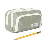 DAWCBVJQ Astuccio grande, 21 x 13 x 7 cm, astuccio, 3 scomparti, astuccio, astuccio, astuccio, astuccio, astuccio per ragazze, tre scomparti, astuccio per matite, astuccio per la scuola, verde, vedi