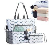 DAWCBVJQ Borsa da spiaggia per donne, pratica borsa con scomparto per monete, borsa pieghevole per attività all'aperto, con chiusura lampo, per pendolari, lavoro, campeggio, viaggi, escursioni, picnic