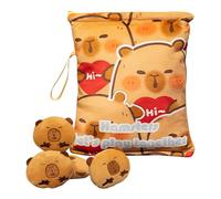 DAWCBVJQ Capybara - Borsa in peluche per snack | Morbido cuscino con passante per il trasporto, portachiavi con 4 bambole per bambini in età prescolare, studenti, donne, ragazze, viaggi e
