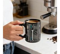 DAWCBVJQ Da Caffè Originale - Ceramica Da 350ml Per Acqua E Latte - Design Kit Strumenti Meccanici 2D Per Bevande | Per Casa Scuola Appartamento Università Soggiorno Sala Studio Cucina Soggiorno