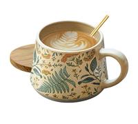DAWCBVJQ di fiori | da tè con coperchio e cucchiaino - Stoviglie vintage in ceramica per bevande al caffè tè latte - per latte cucina caffè casa di campagna e casa