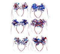 DAWCBVJQ Fasce patriottiche, cerchi di capelli bianchi e blu | Copricapo del 4 luglio,Favorisce decorazioni, fascia patriotica del design classico per il Memorial Day, Labor Day, festa di compleanno,