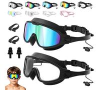 Dawhare My Cool - Occhialini da nuoto estivi, ampia vista, anti appannamento e UV, con tappi per le orecchie, senza perdite, occhiali da nuoto per uomini, donne e giovani