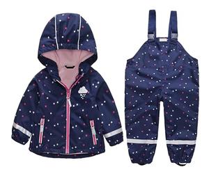 DAWILS Giacca Impermeabile e Pantaloni Impermeabili Bambini e Bambine All'aperto Tuta Antipioggia Rain Jacket Pantaloni di Fango Abbigliamento Pioggia per Ragazze Ragazzi, Stelle 5 anni