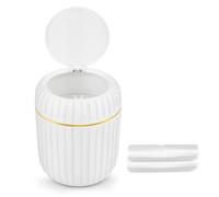 Dawitrly Pattumiera da scrivania, piccola pattumiera con coperchio a pressione, mini bidoni da scrivania, in plastica, per cucina, bagno, camera da letto, ufficio, toletta, con 40 fogli di sacchetti