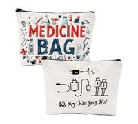 DAWKJOA Travel Essentials - Confezione da 2 divertenti accessori da viaggio - Borsa per medicine e custodia per cavi di ricarica 24 x 17 cm - Set regalo divertente con accessori da viaggio e organizer