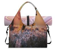 Dawn Forest Animal Deer borsone sportivo con scomparto per scarpe, weekend, pernottamento, borsa tote da cabina per palestra, yoga, viaggi, Colore, L, Borsone da viaggio